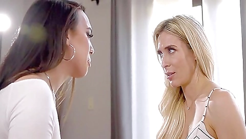 Asian milf is talking to the interviewer with a deep throat