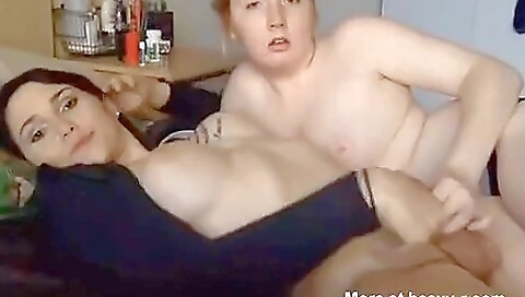 Blonde brunette giving a threesome with two new men