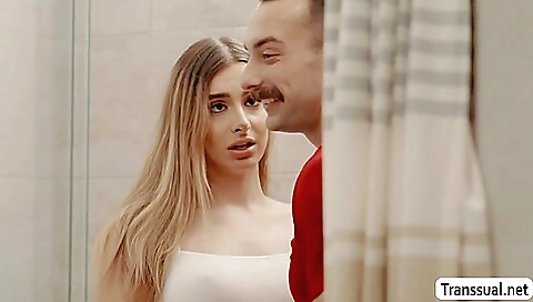 Sexy blonde babe with a nice body gets fucked in ass