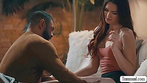 Brunette stepdaughter gets her tight hole pounded hard