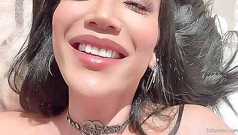 Busty shemale rides a big dick and gets a load of cum