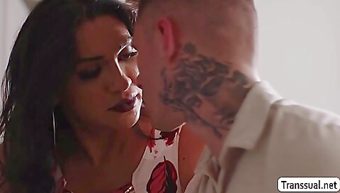 Hot brunette and stepson fucked in a hot bareback scene