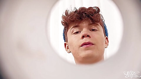 Brunette gets her ass teased with a little dick in it