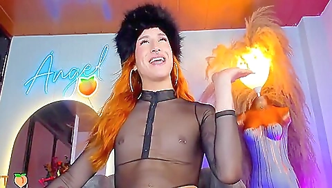 Red haired beauty with natural tits and small titty